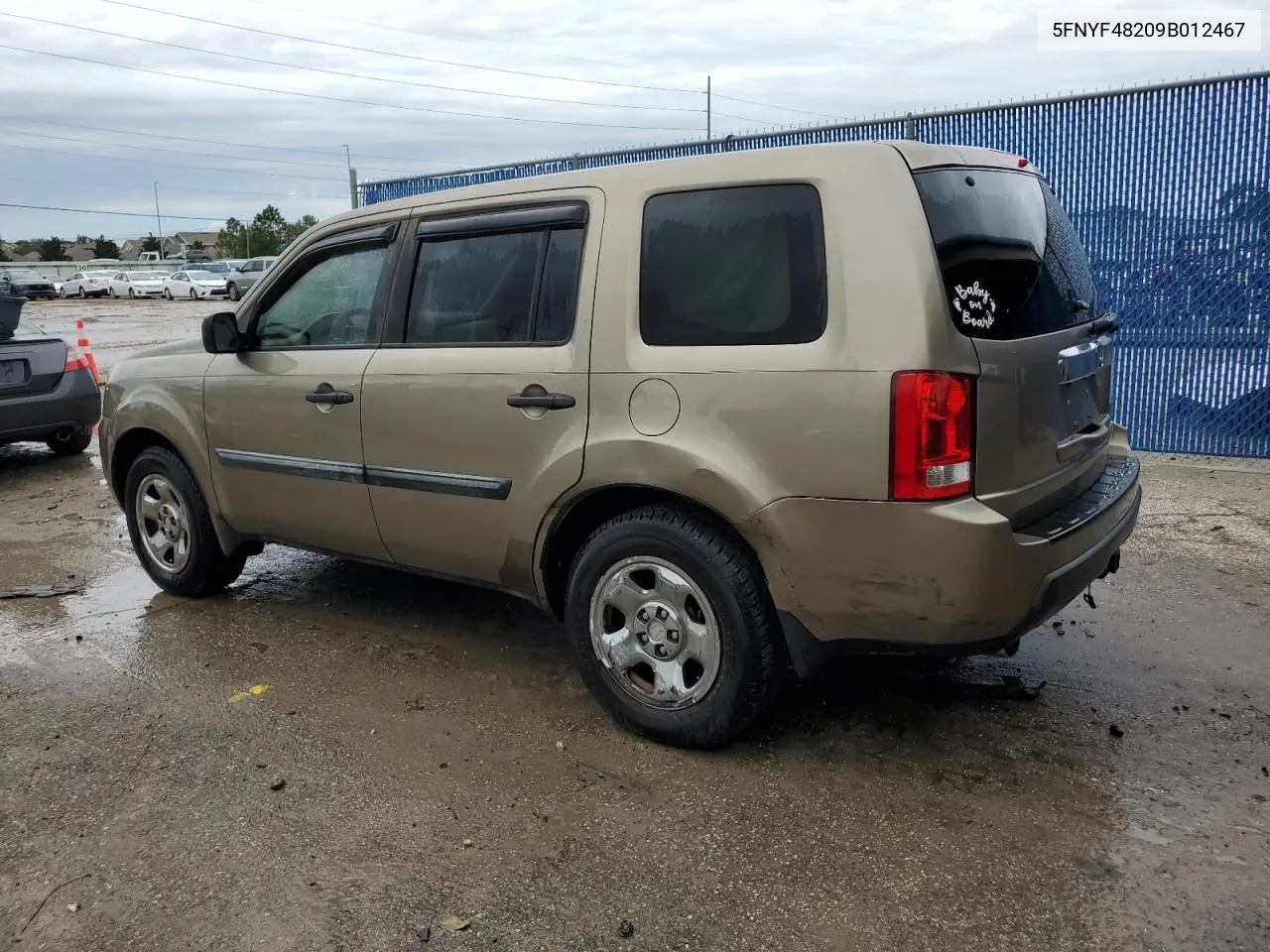 2009 Honda Pilot Lx VIN: 5FNYF48209B012467 Lot: 73357804