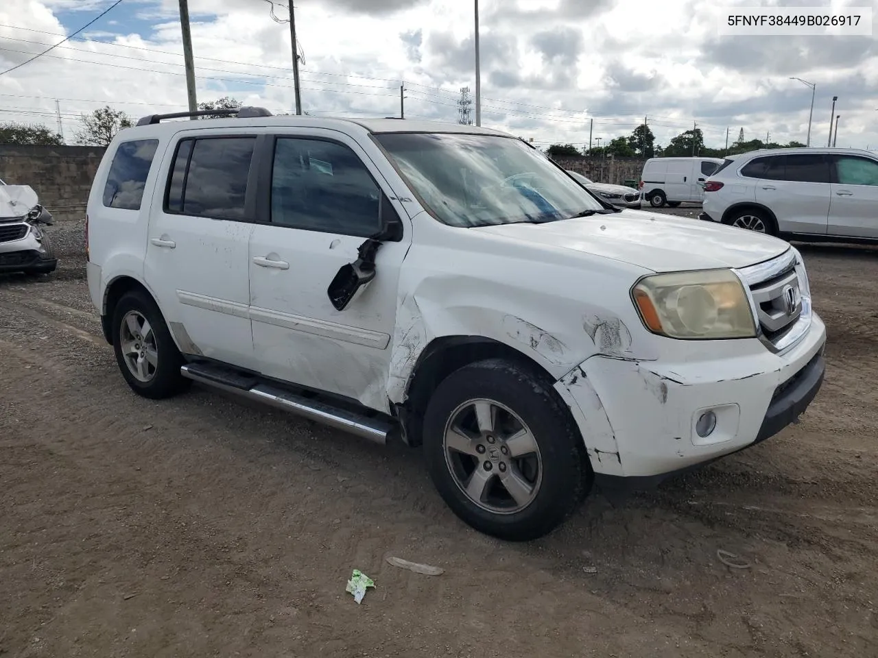 2009 Honda Pilot Ex VIN: 5FNYF38449B026917 Lot: 74671724