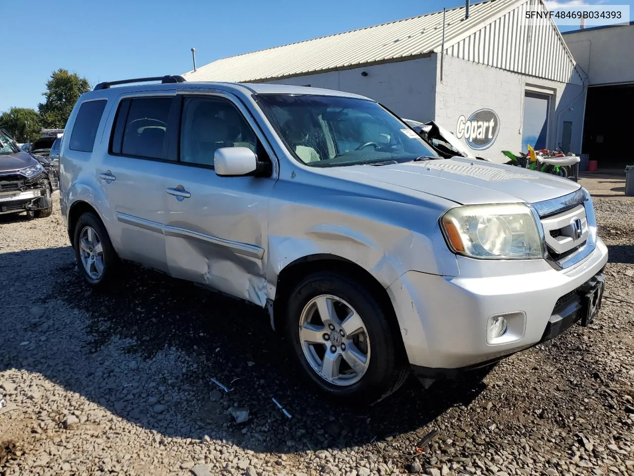 2009 Honda Pilot Ex VIN: 5FNYF48469B034393 Lot: 75320394