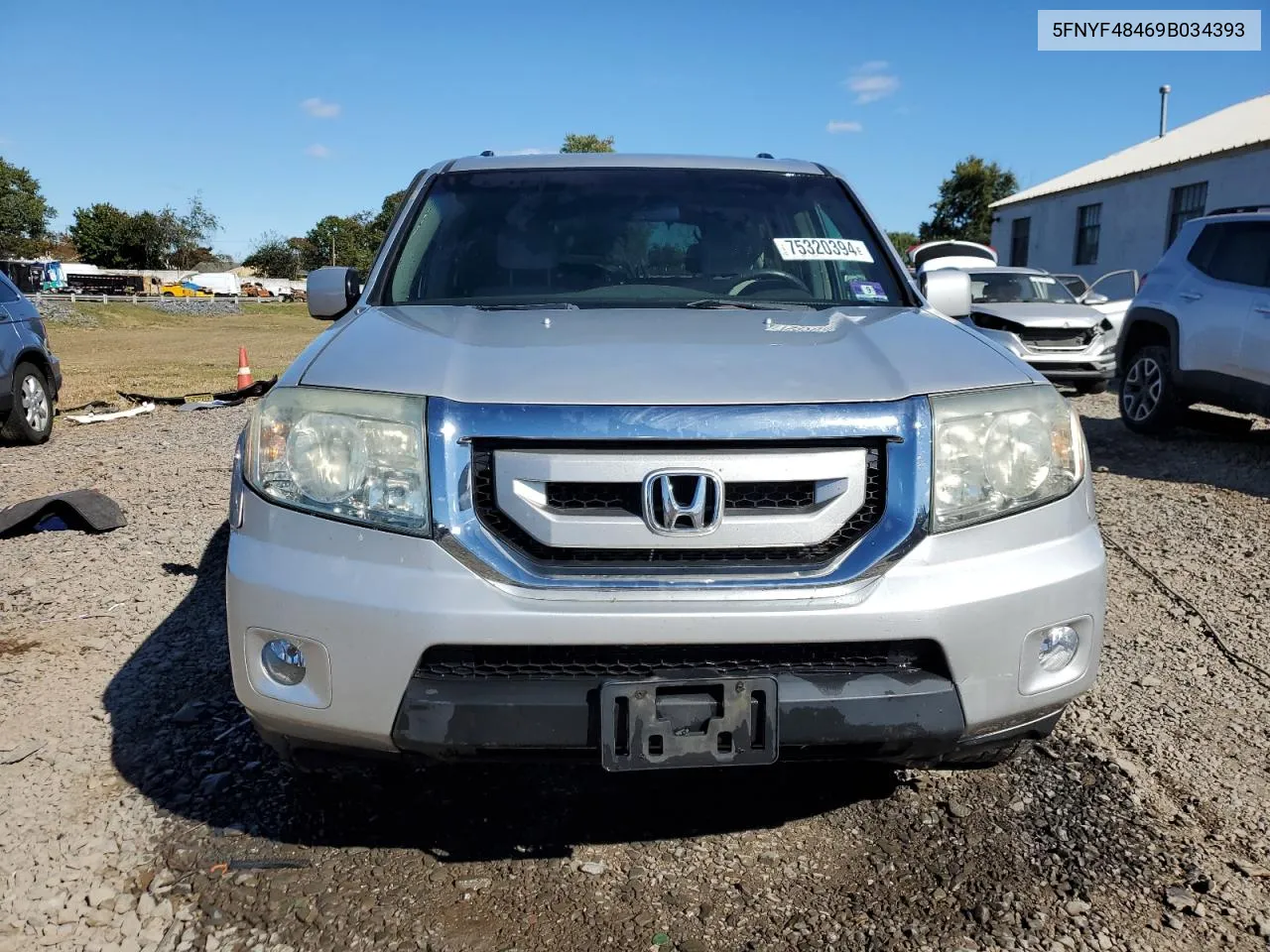 2009 Honda Pilot Ex VIN: 5FNYF48469B034393 Lot: 75320394