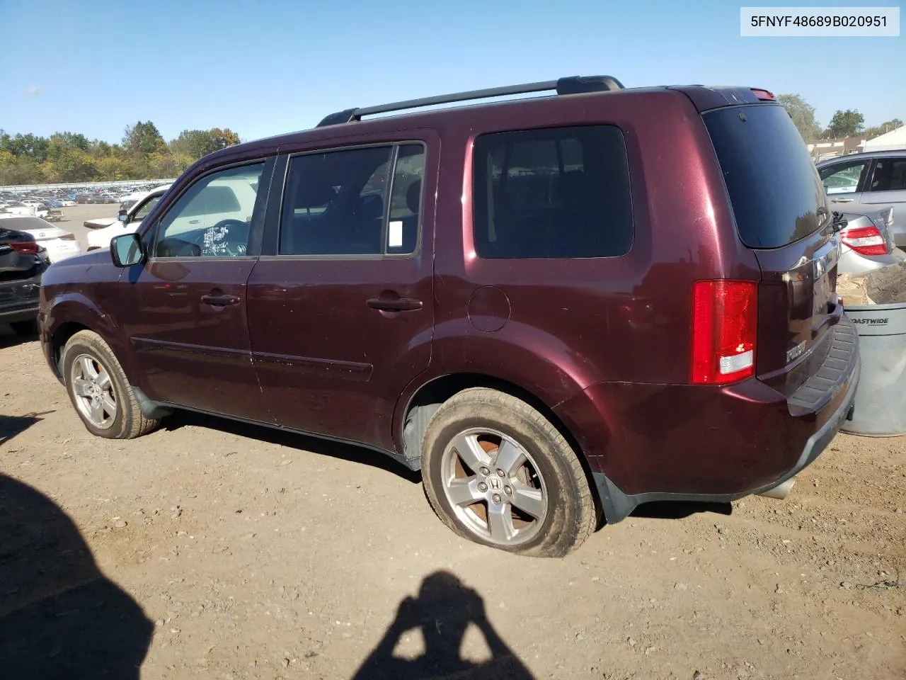 2009 Honda Pilot Exl VIN: 5FNYF48689B020951 Lot: 75339414