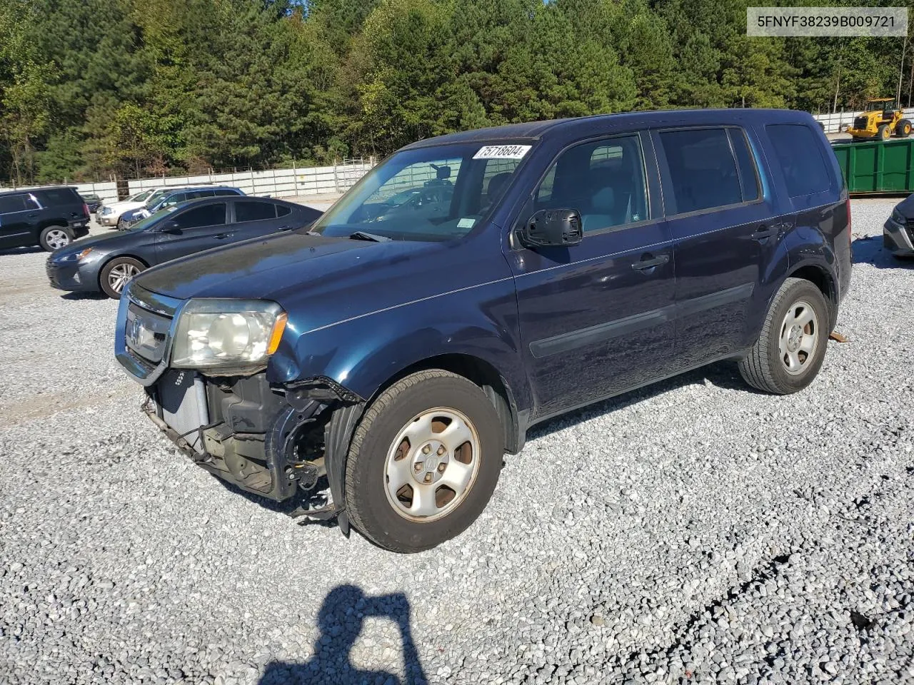 2009 Honda Pilot Lx VIN: 5FNYF38239B009721 Lot: 75718604