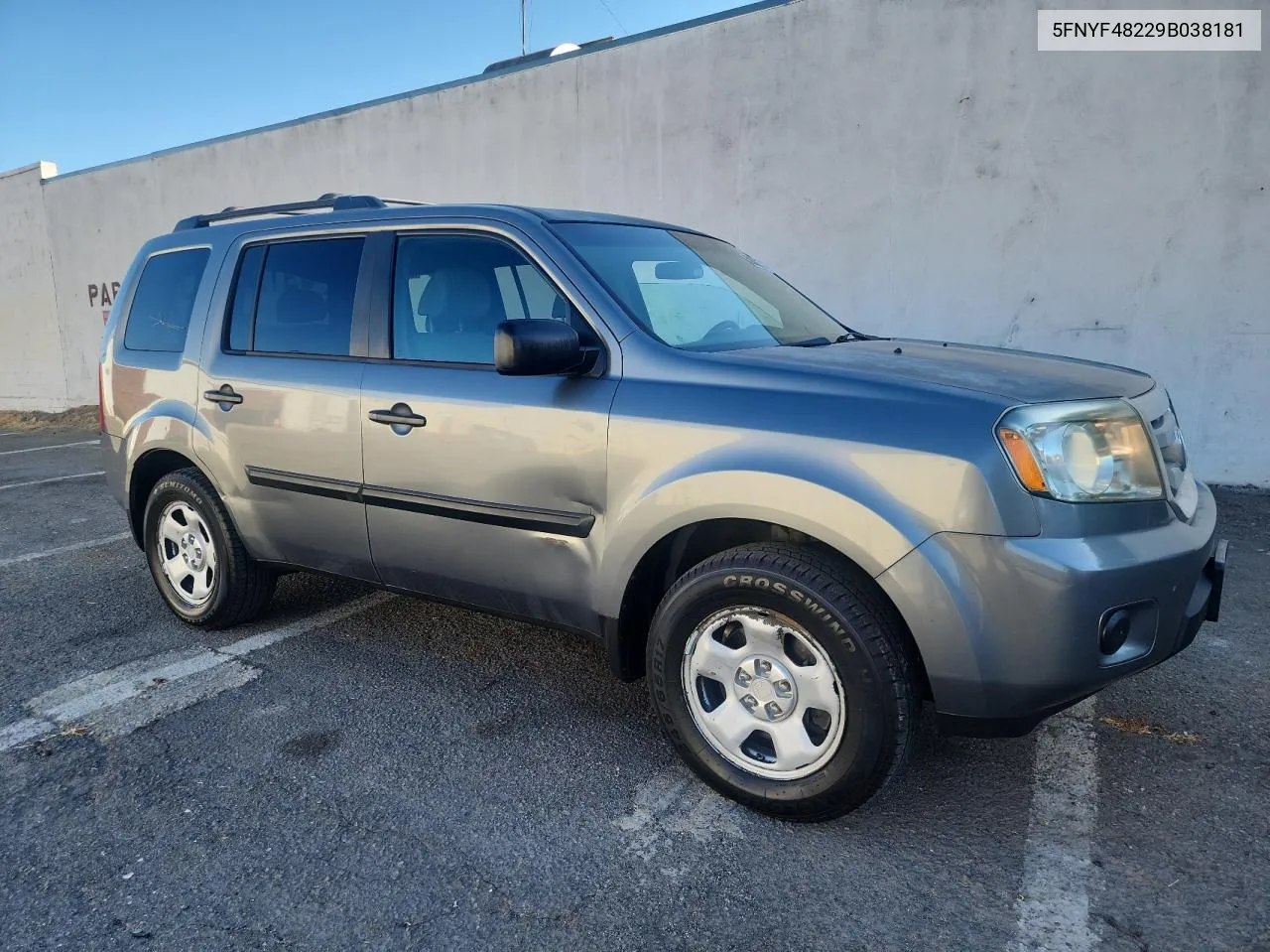 2009 Honda Pilot Lx VIN: 5FNYF48229B038181 Lot: 78099184