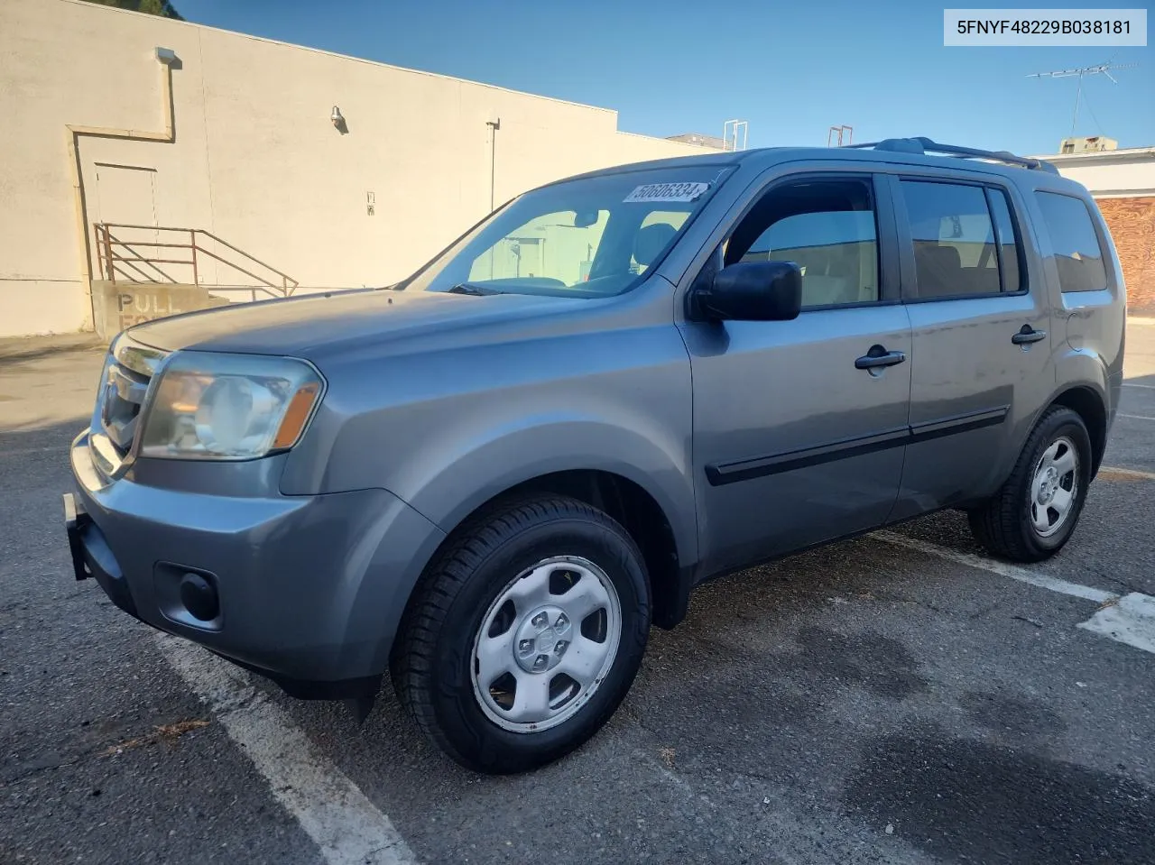 2009 Honda Pilot Lx VIN: 5FNYF48229B038181 Lot: 78099184