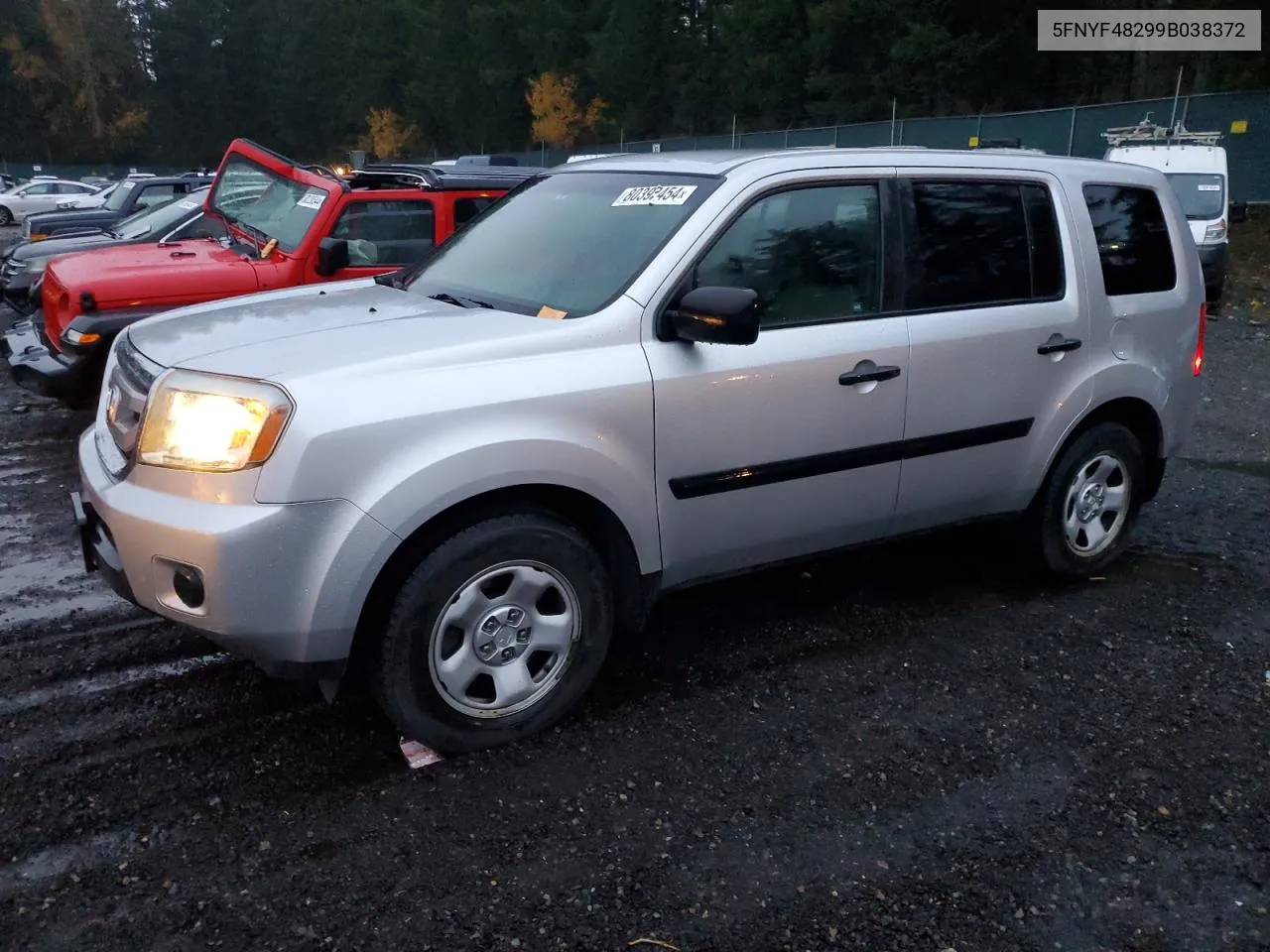 2009 Honda Pilot Lx VIN: 5FNYF48299B038372 Lot: 80392454