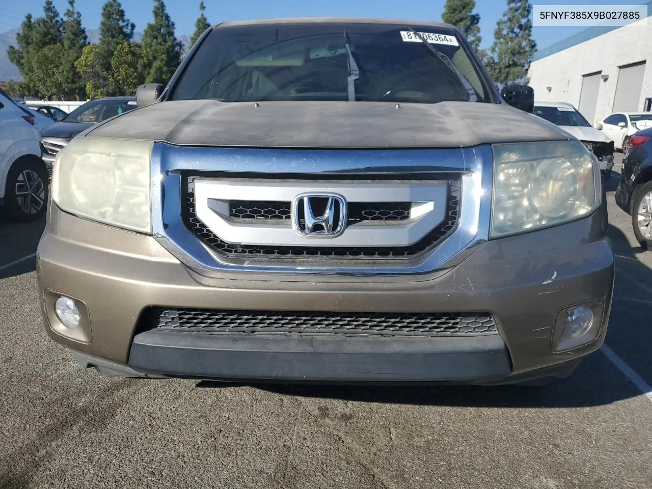 2009 Honda Pilot Exl VIN: 5FNYF385X9B027885 Lot: 81006364