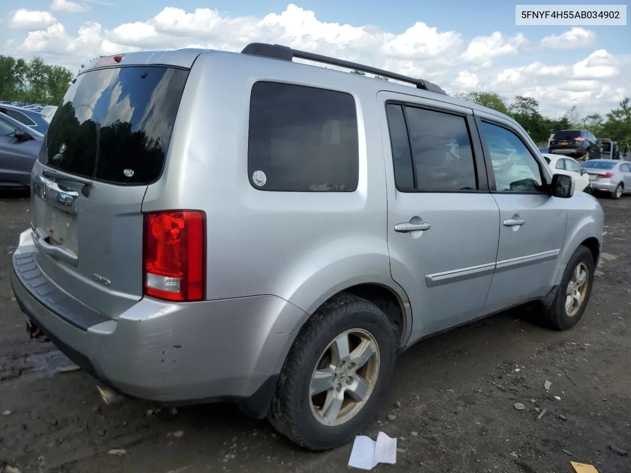 2010 Honda Pilot Exl VIN: 5FNYF4H55AB034902 Lot: 56102194