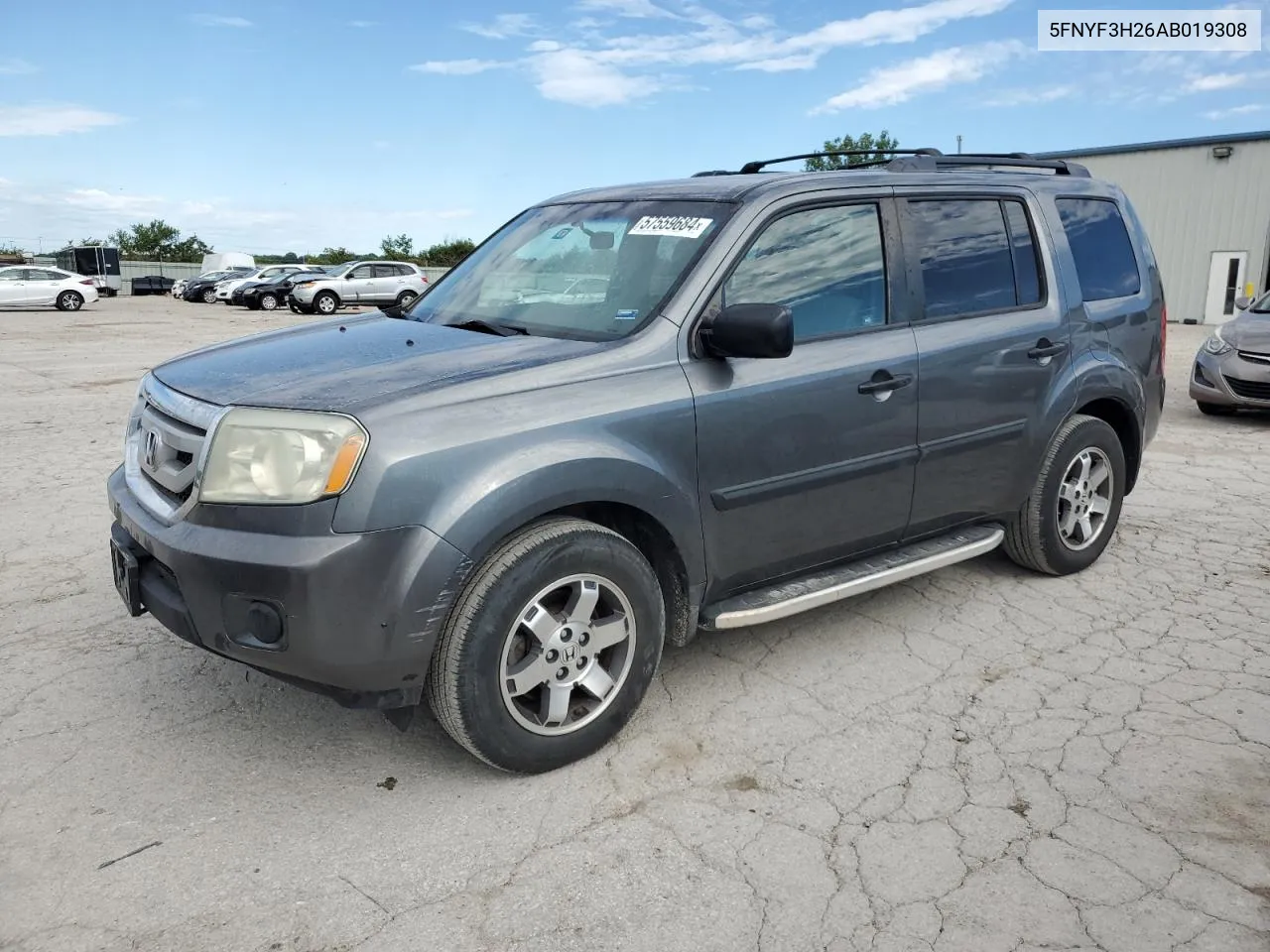 2010 Honda Pilot Lx VIN: 5FNYF3H26AB019308 Lot: 57559684