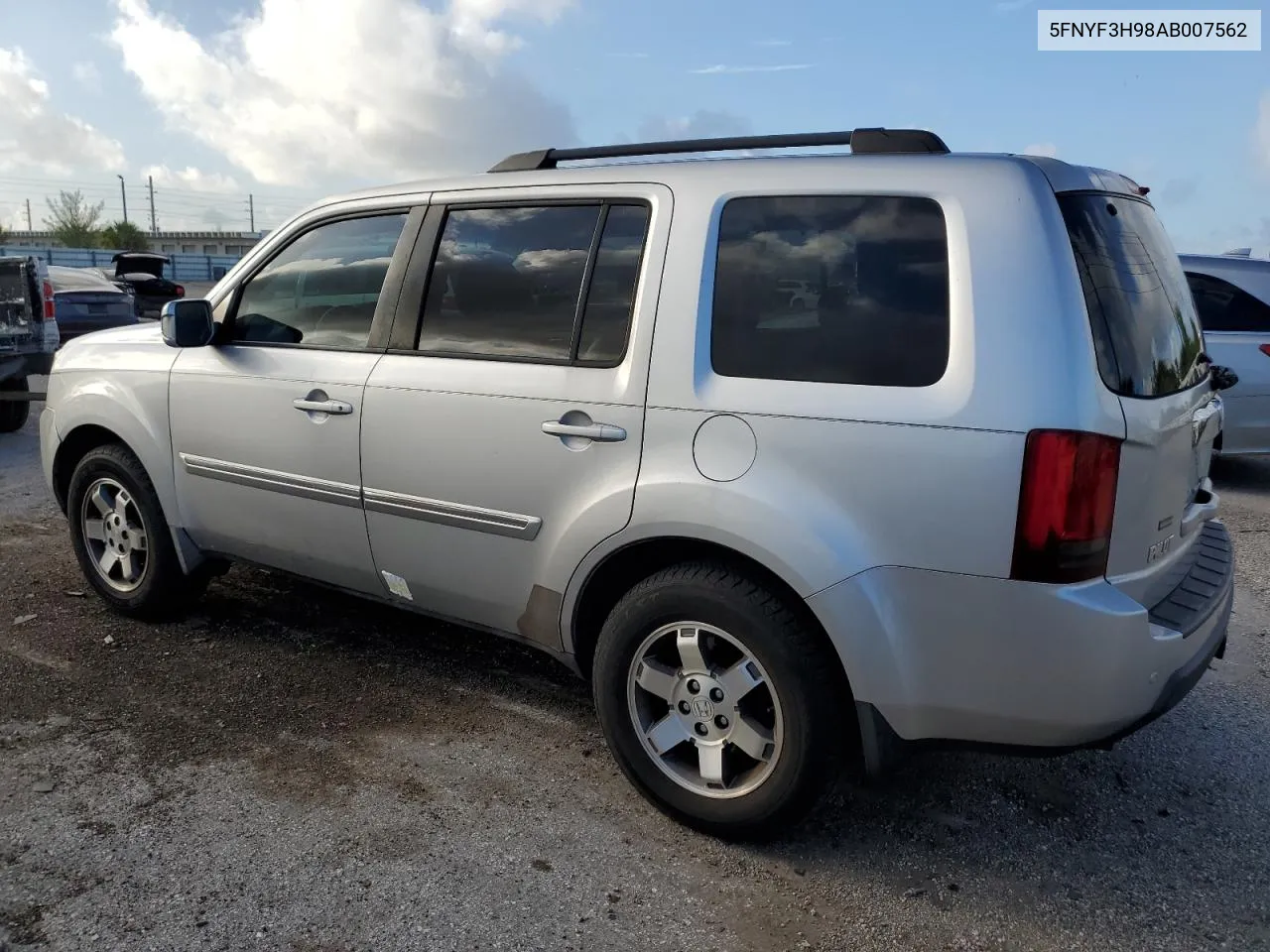 2010 Honda Pilot Touring VIN: 5FNYF3H98AB007562 Lot: 60961234