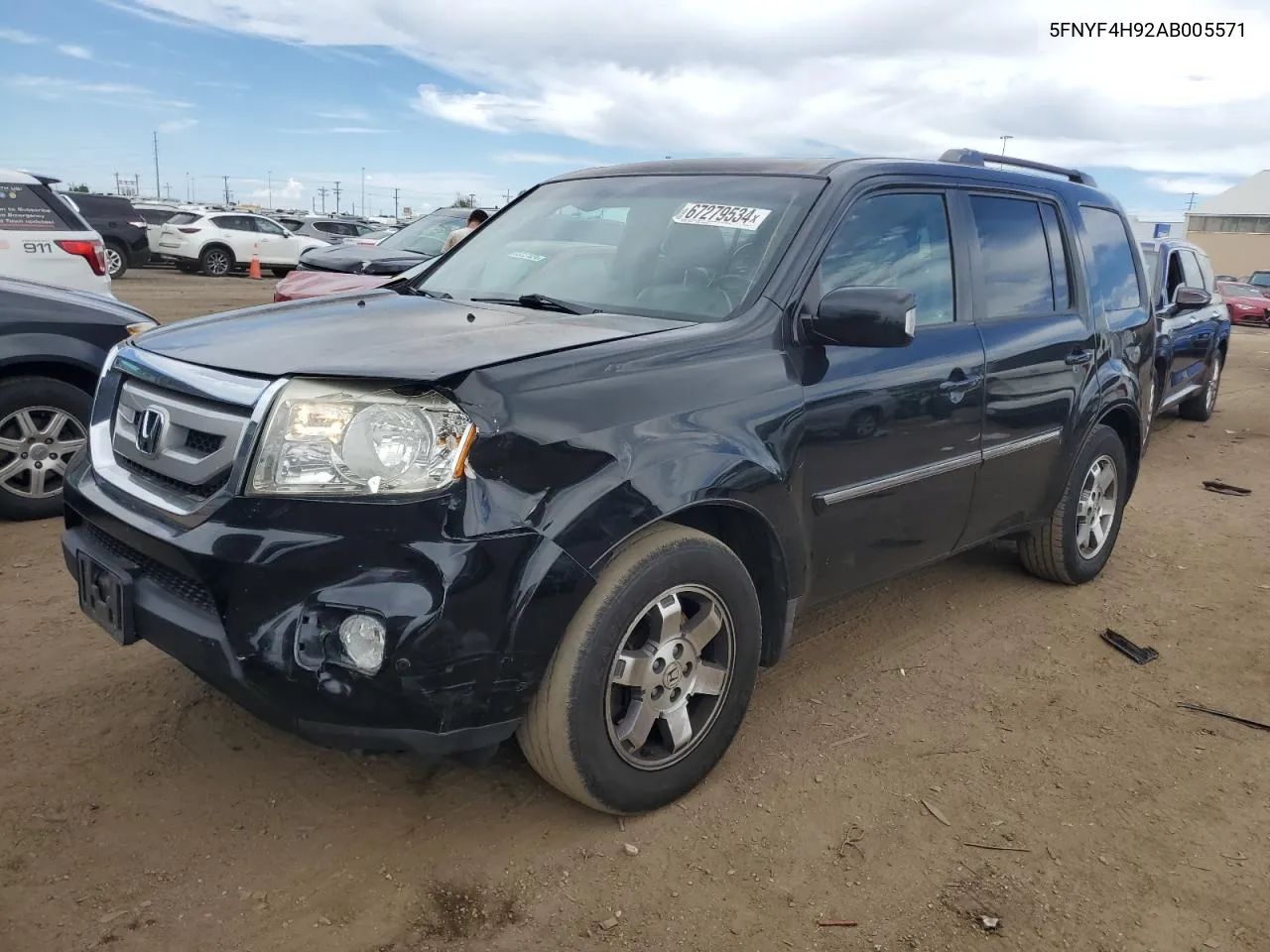 2010 Honda Pilot Touring VIN: 5FNYF4H92AB005571 Lot: 67279534