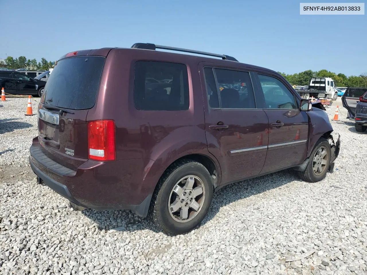 2010 Honda Pilot Touring VIN: 5FNYF4H92AB013833 Lot: 68727724