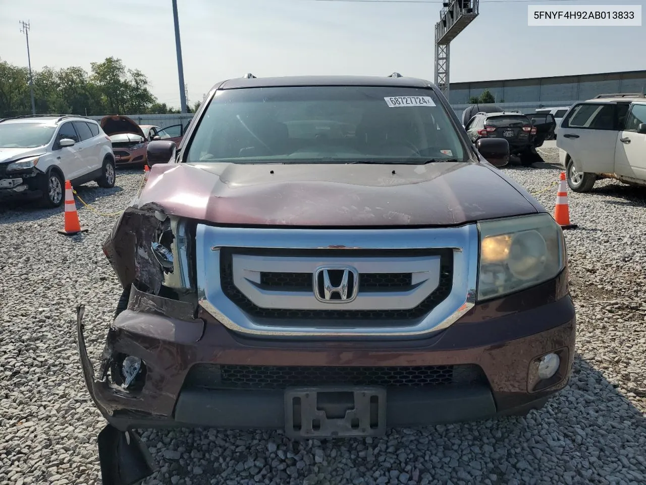 2010 Honda Pilot Touring VIN: 5FNYF4H92AB013833 Lot: 68727724