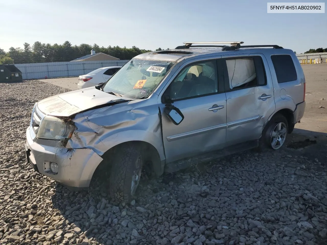 2010 Honda Pilot Exl VIN: 5FNYF4H51AB020902 Lot: 69635994