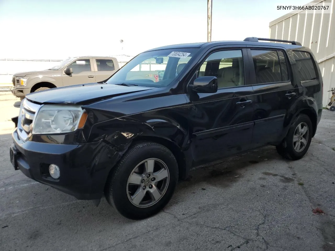 2010 Honda Pilot Exl VIN: 5FNYF3H66AB020767 Lot: 70834254