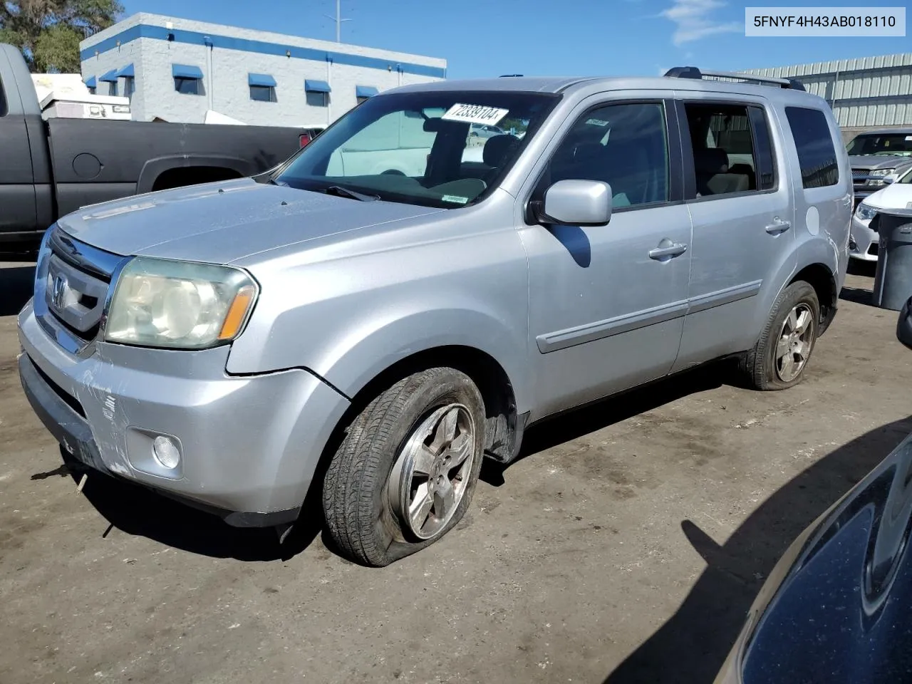 2010 Honda Pilot Ex VIN: 5FNYF4H43AB018110 Lot: 72339104