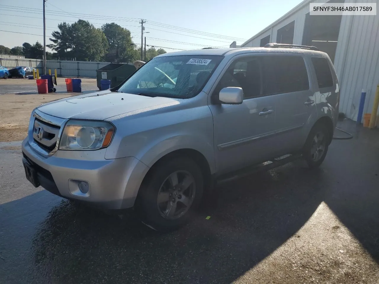 2010 Honda Pilot Ex VIN: 5FNYF3H46AB017589 Lot: 72638524