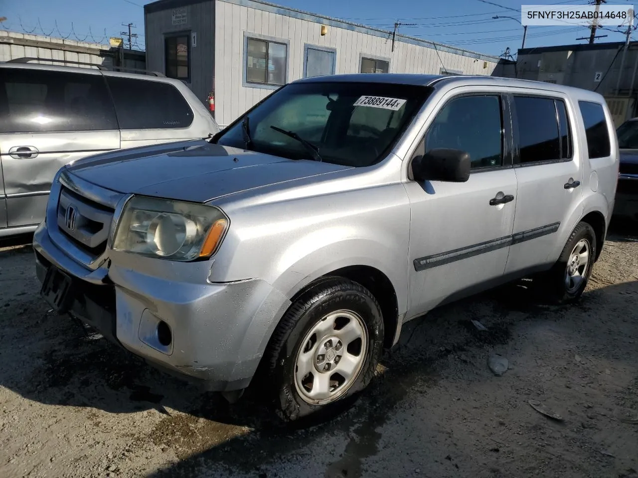 2010 Honda Pilot Lx VIN: 5FNYF3H25AB014648 Lot: 73889144