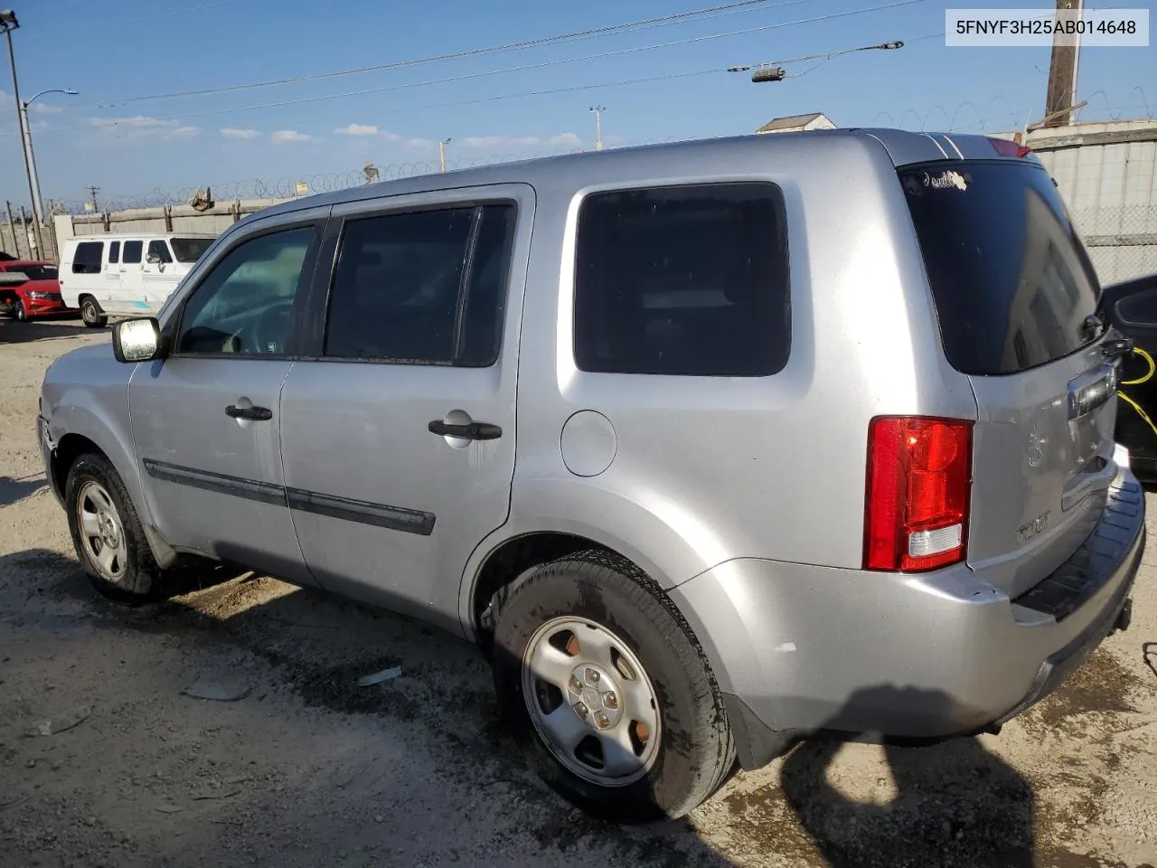 2010 Honda Pilot Lx VIN: 5FNYF3H25AB014648 Lot: 73889144