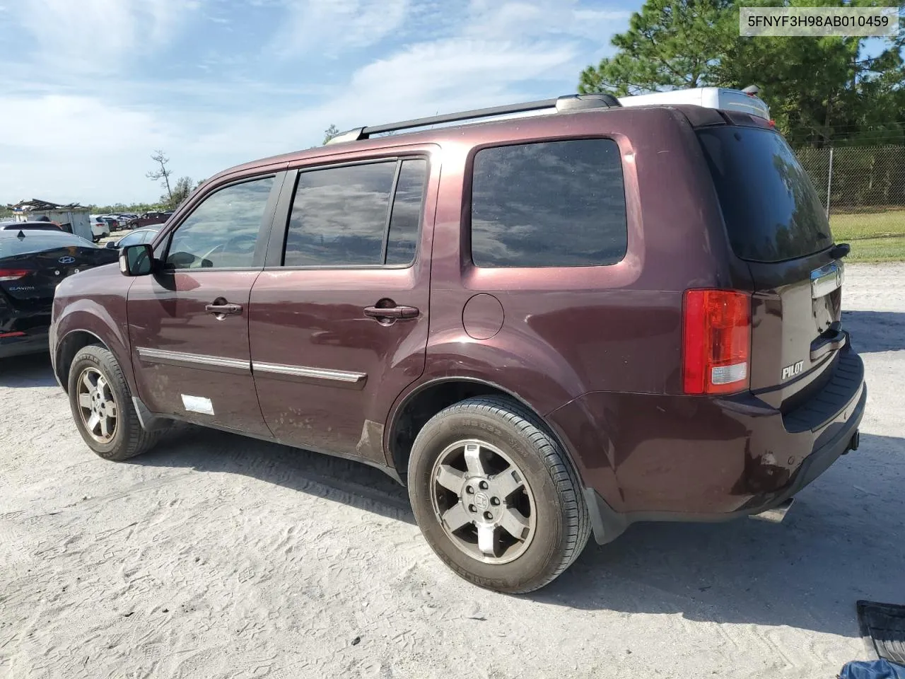 2010 Honda Pilot Touring VIN: 5FNYF3H98AB010459 Lot: 75989204