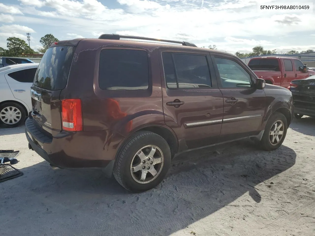 2010 Honda Pilot Touring VIN: 5FNYF3H98AB010459 Lot: 75989204