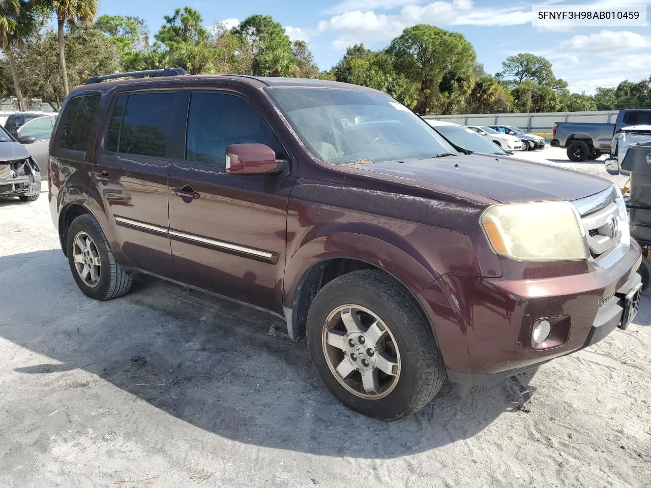 2010 Honda Pilot Touring VIN: 5FNYF3H98AB010459 Lot: 75989204