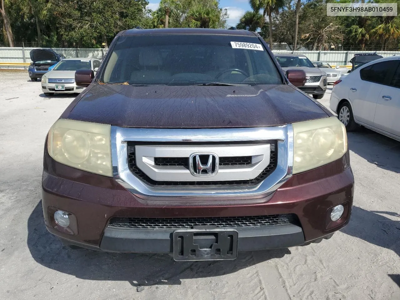 2010 Honda Pilot Touring VIN: 5FNYF3H98AB010459 Lot: 75989204