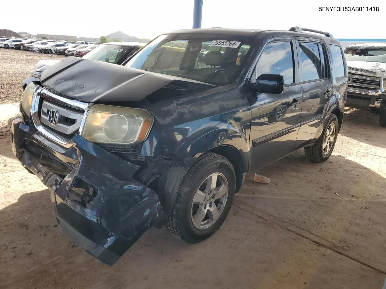 2010 Honda Pilot Exl VIN: 5FNYF3H53AB011418 Lot: 78955764