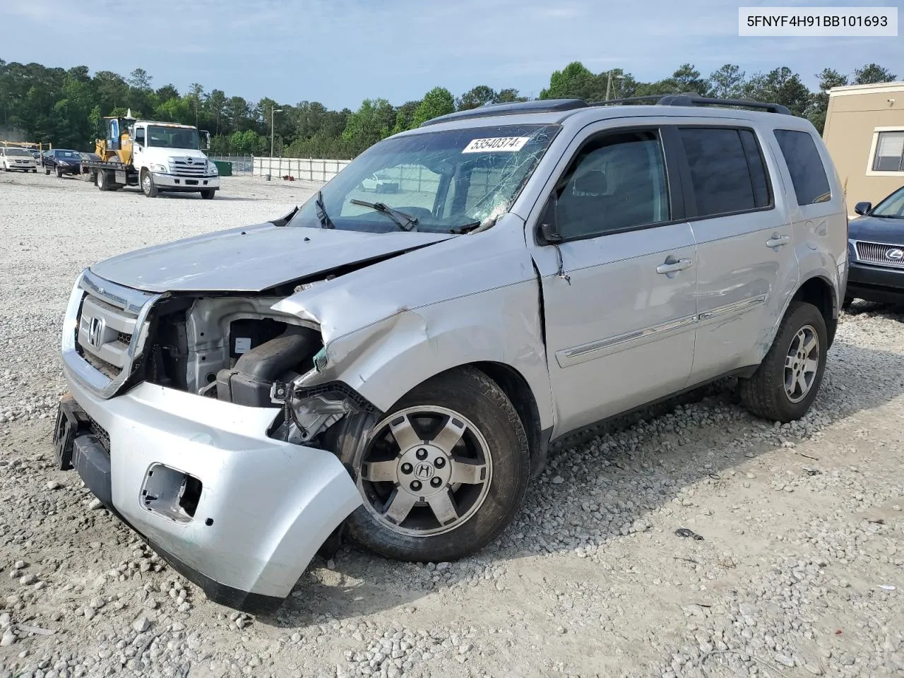 2011 Honda Pilot Touring VIN: 5FNYF4H91BB101693 Lot: 53540374