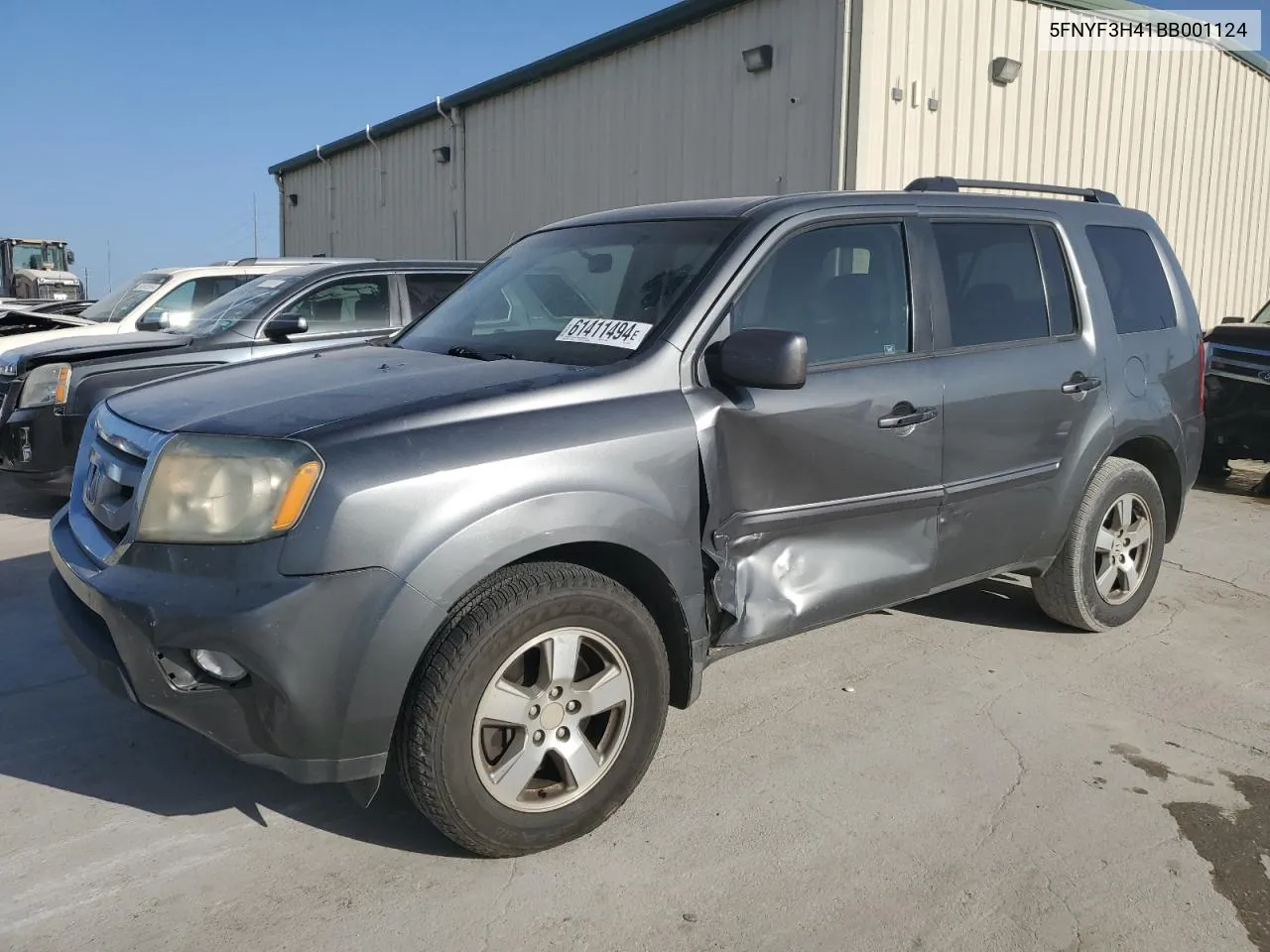 2011 Honda Pilot Ex VIN: 5FNYF3H41BB001124 Lot: 61411494