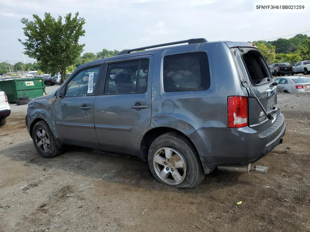 2011 Honda Pilot Exl VIN: 5FNYF3H61BB021259 Lot: 61553394