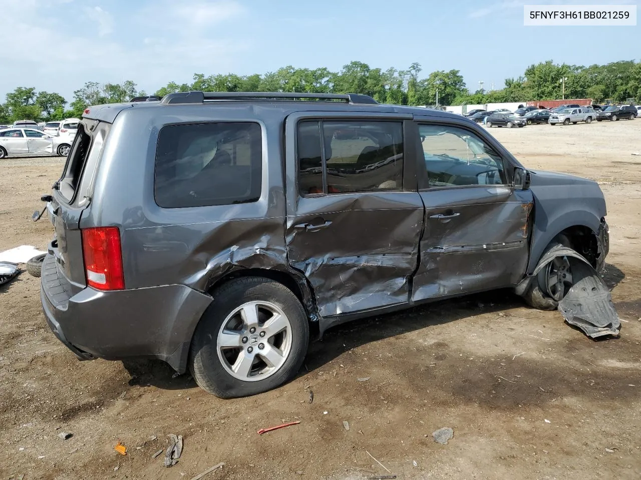 2011 Honda Pilot Exl VIN: 5FNYF3H61BB021259 Lot: 61553394