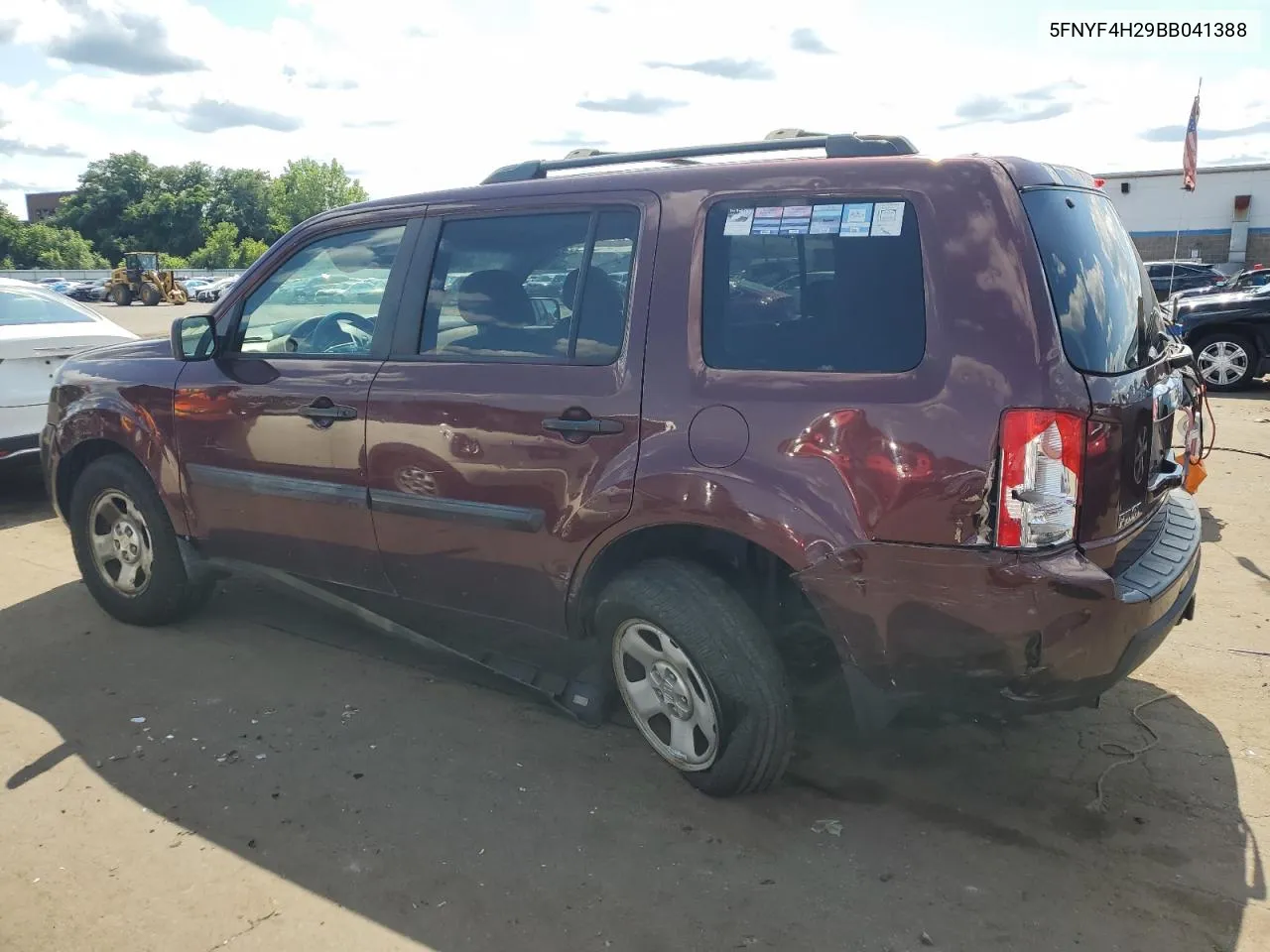 2011 Honda Pilot Lx VIN: 5FNYF4H29BB041388 Lot: 63563544