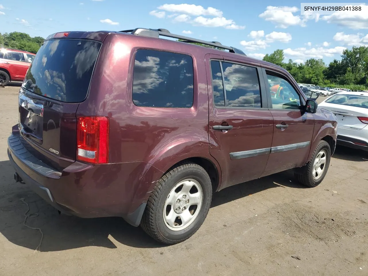 2011 Honda Pilot Lx VIN: 5FNYF4H29BB041388 Lot: 63563544