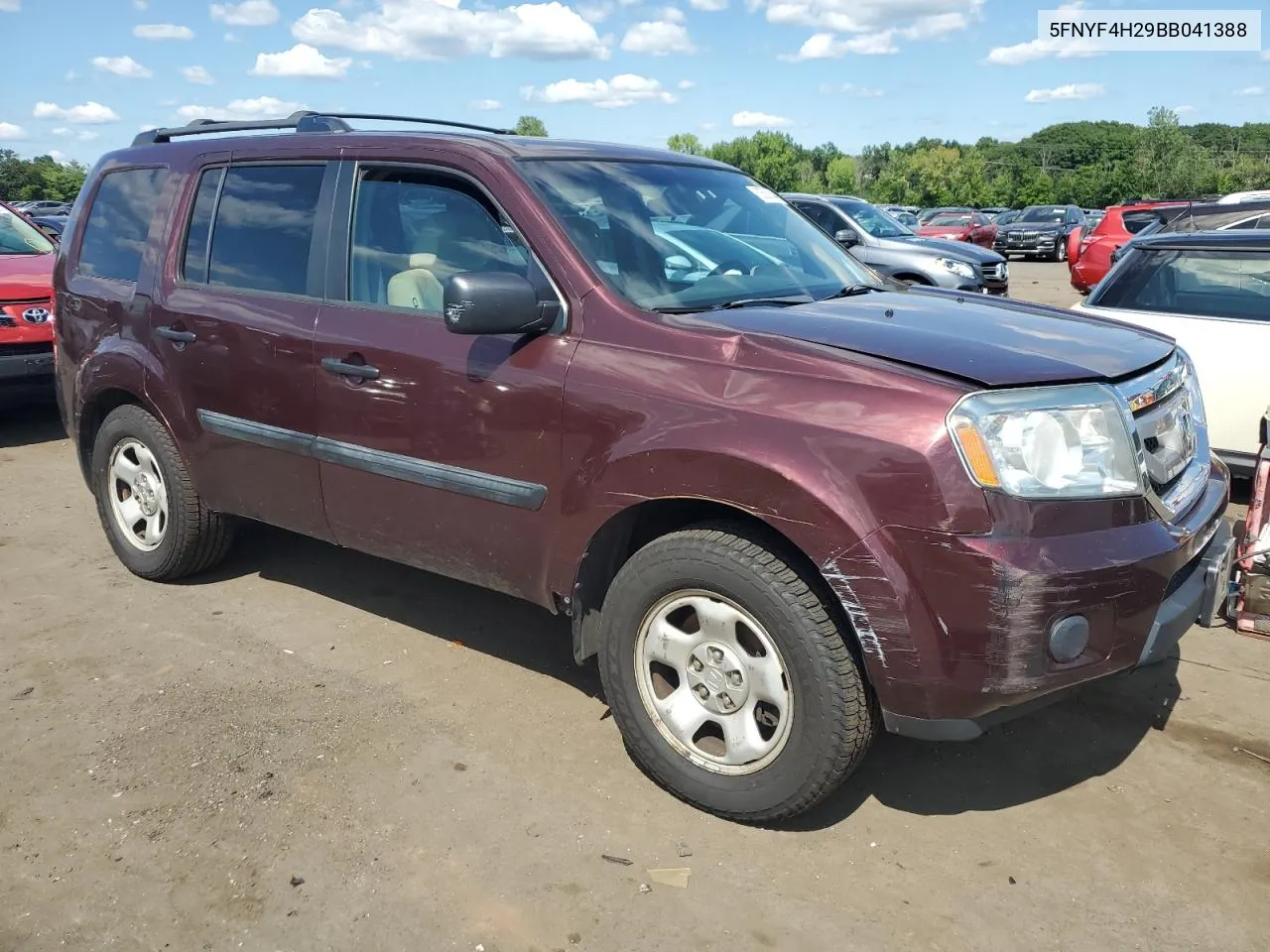 2011 Honda Pilot Lx VIN: 5FNYF4H29BB041388 Lot: 63563544