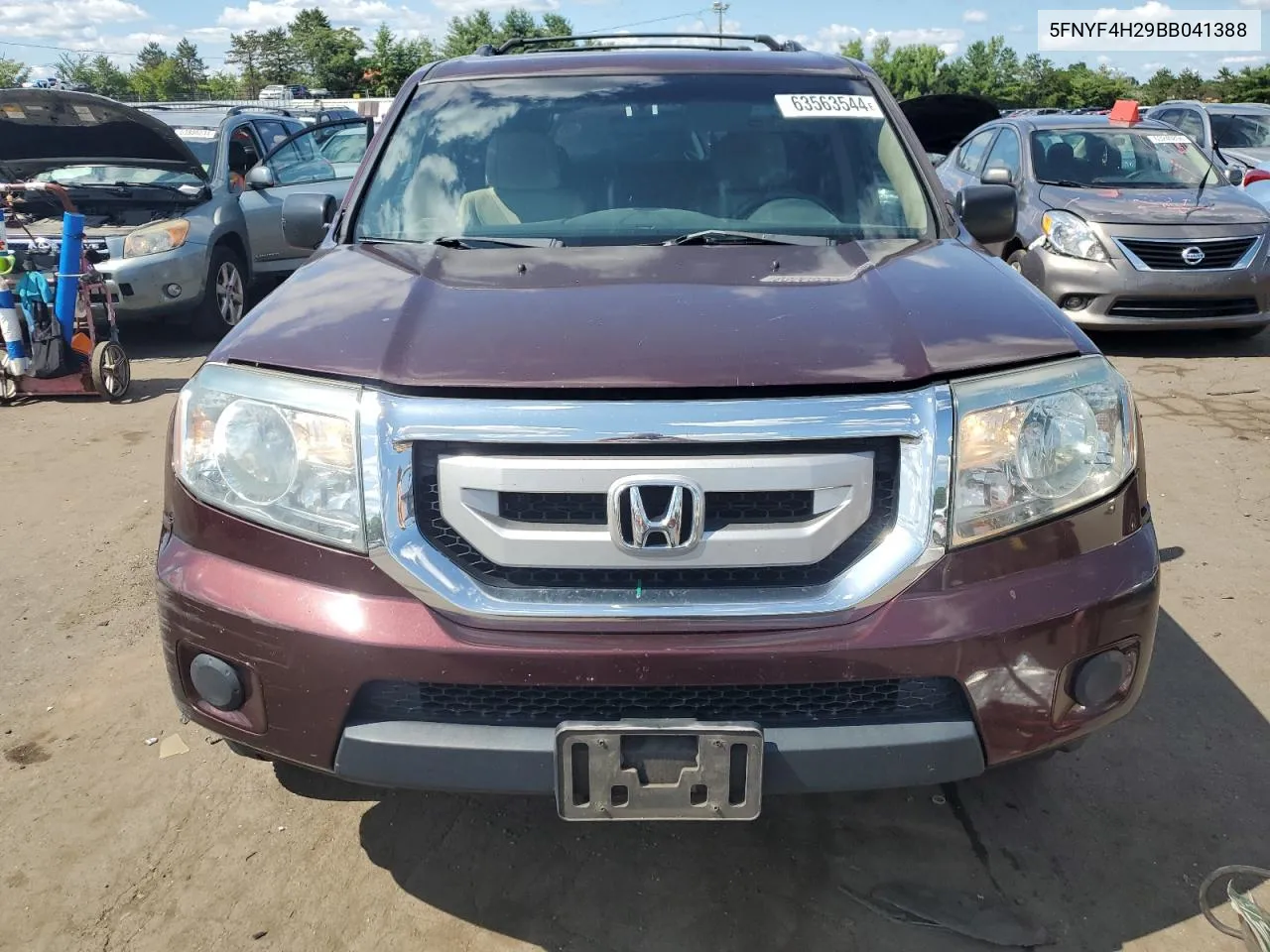 2011 Honda Pilot Lx VIN: 5FNYF4H29BB041388 Lot: 63563544