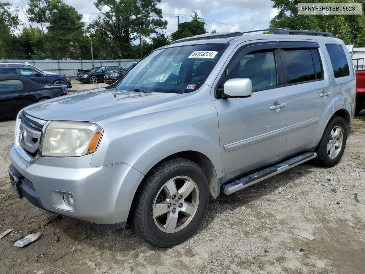 2011 Honda Pilot Exl VIN: 5FNYF3H51BB056231 Lot: 64109224