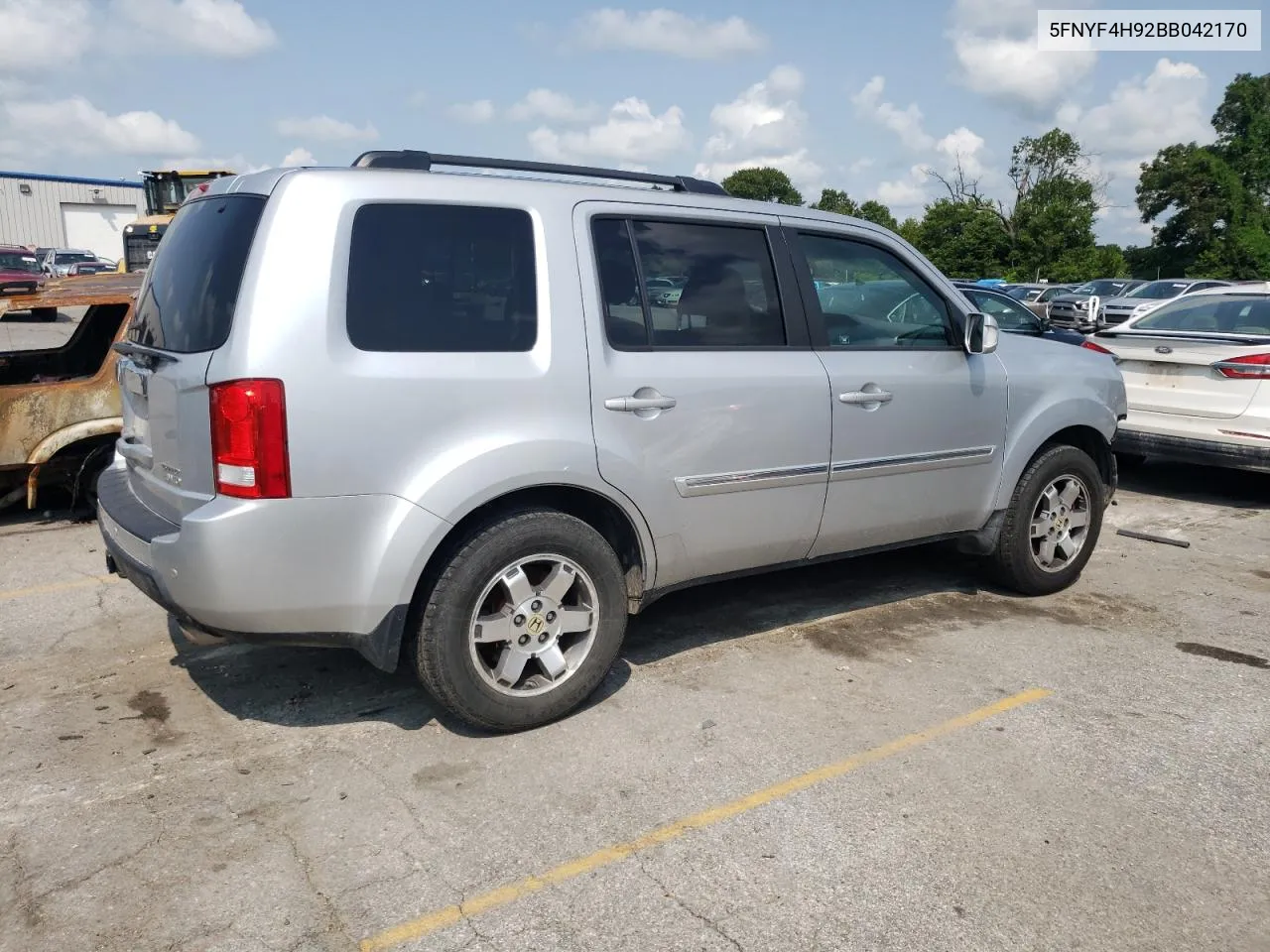 2011 Honda Pilot Touring VIN: 5FNYF4H92BB042170 Lot: 64194324