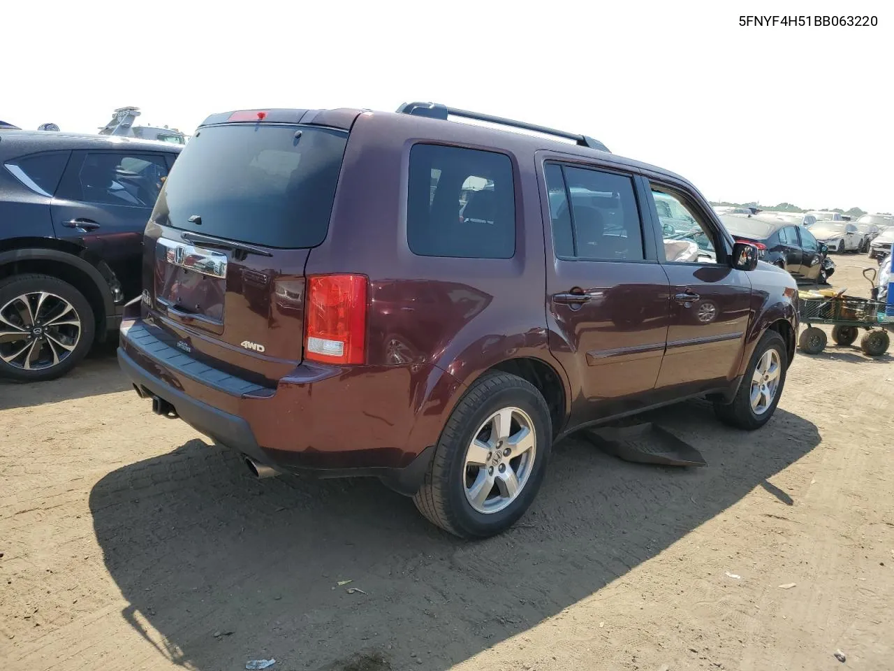 2011 Honda Pilot Exl VIN: 5FNYF4H51BB063220 Lot: 64396814