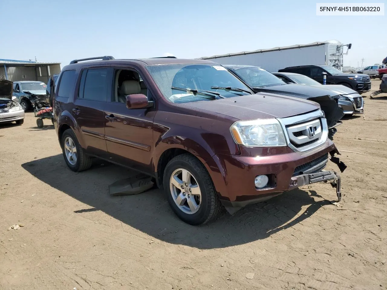 2011 Honda Pilot Exl VIN: 5FNYF4H51BB063220 Lot: 64396814