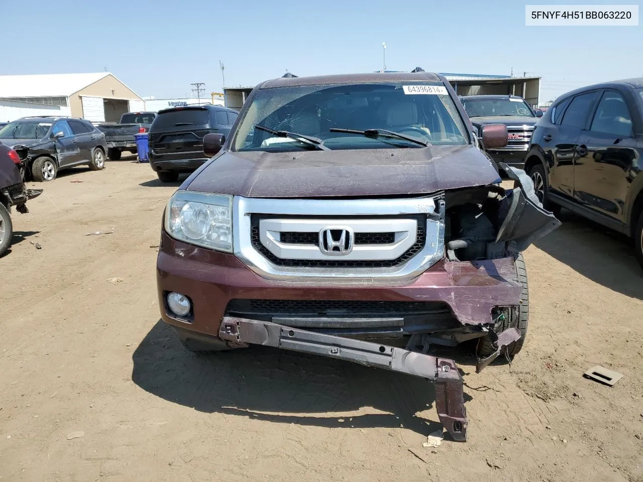 2011 Honda Pilot Exl VIN: 5FNYF4H51BB063220 Lot: 64396814