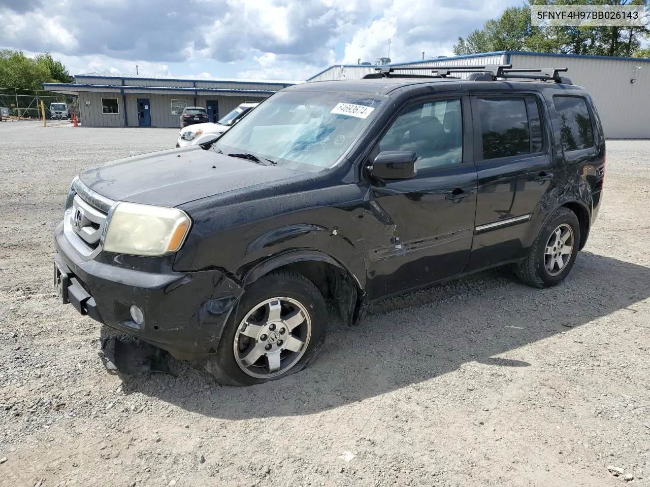 2011 Honda Pilot Touring VIN: 5FNYF4H97BB026143 Lot: 64693674