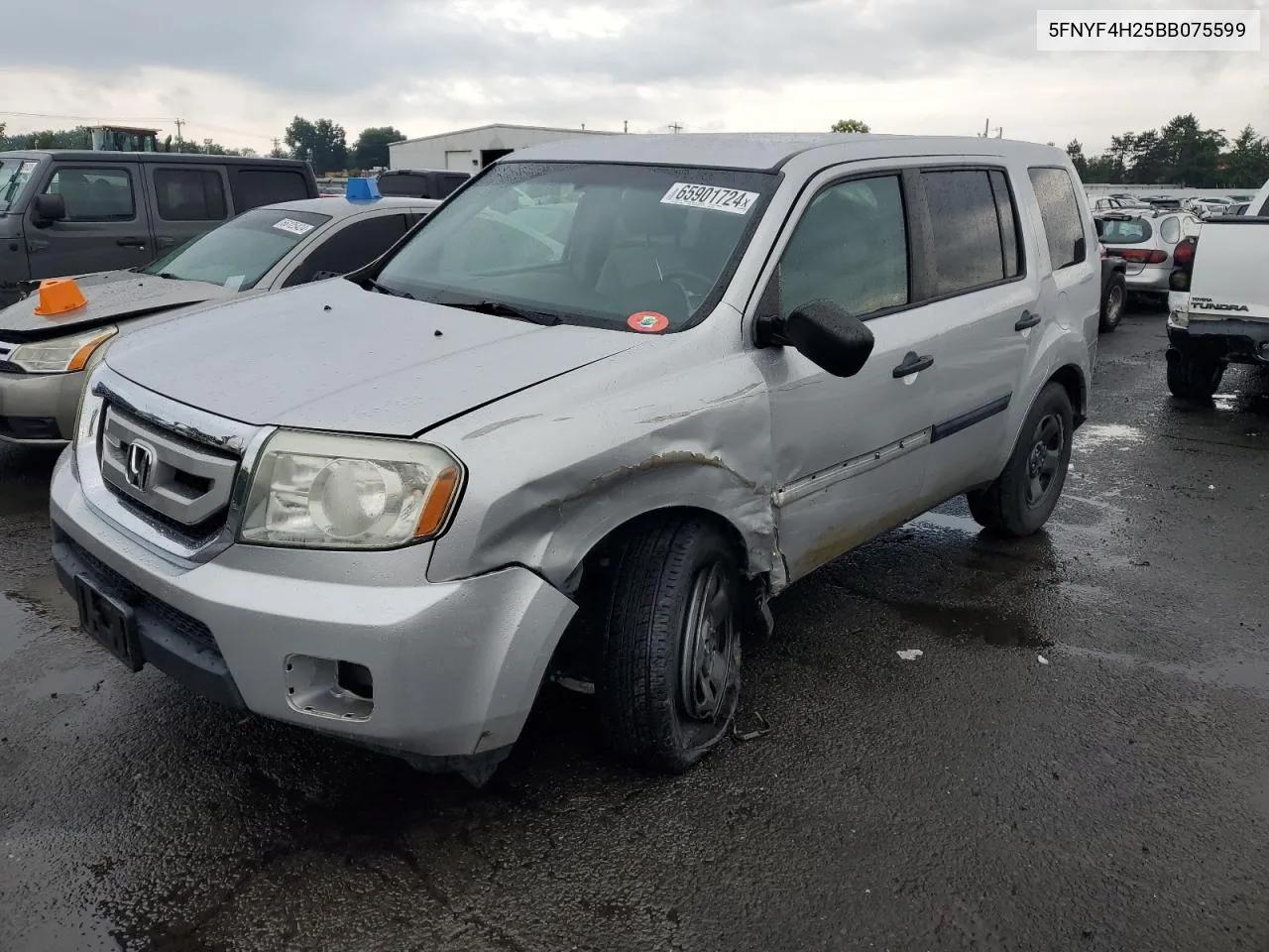 2011 Honda Pilot Lx VIN: 5FNYF4H25BB075599 Lot: 65901724