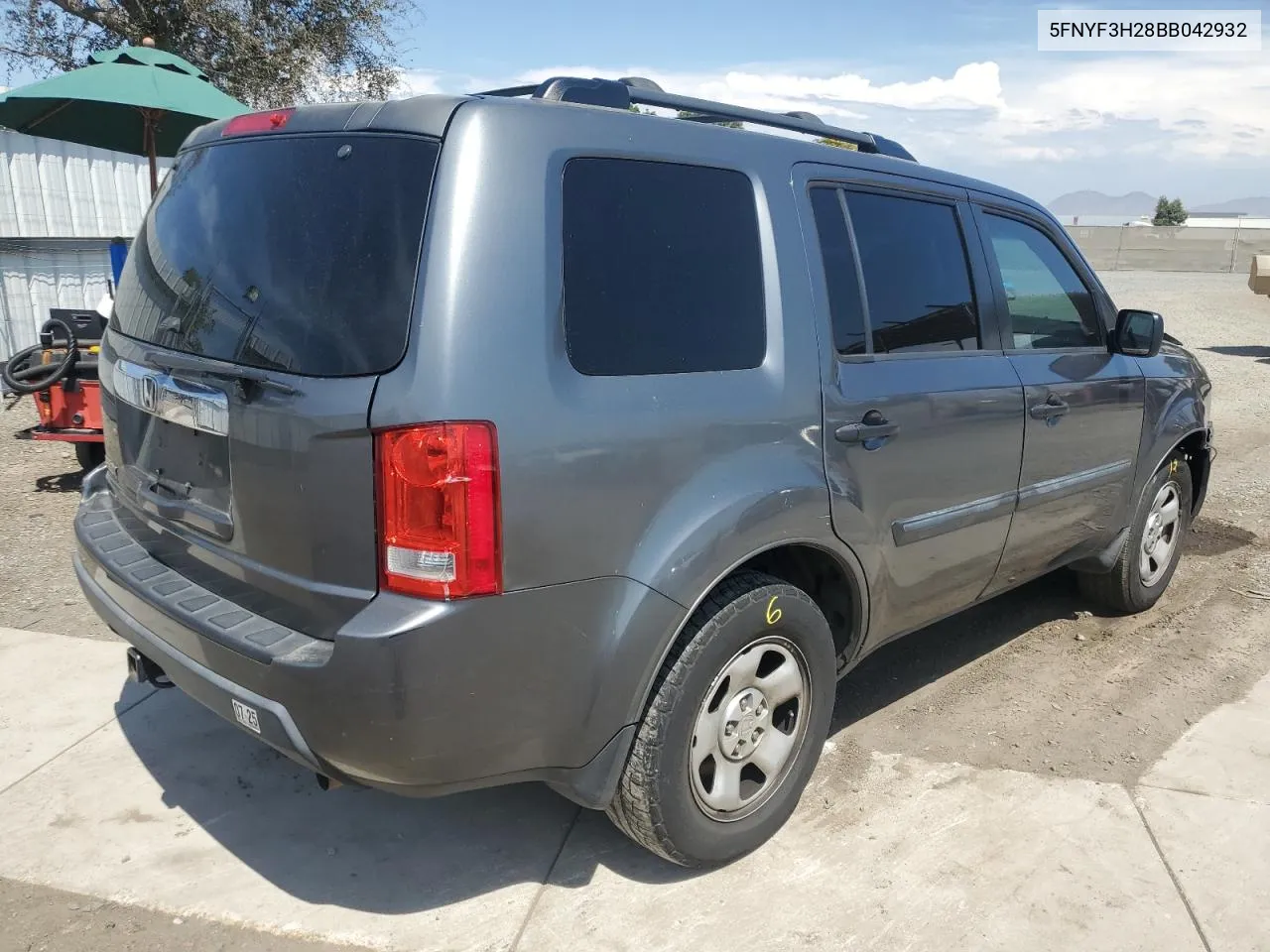 2011 Honda Pilot Lx VIN: 5FNYF3H28BB042932 Lot: 66229044