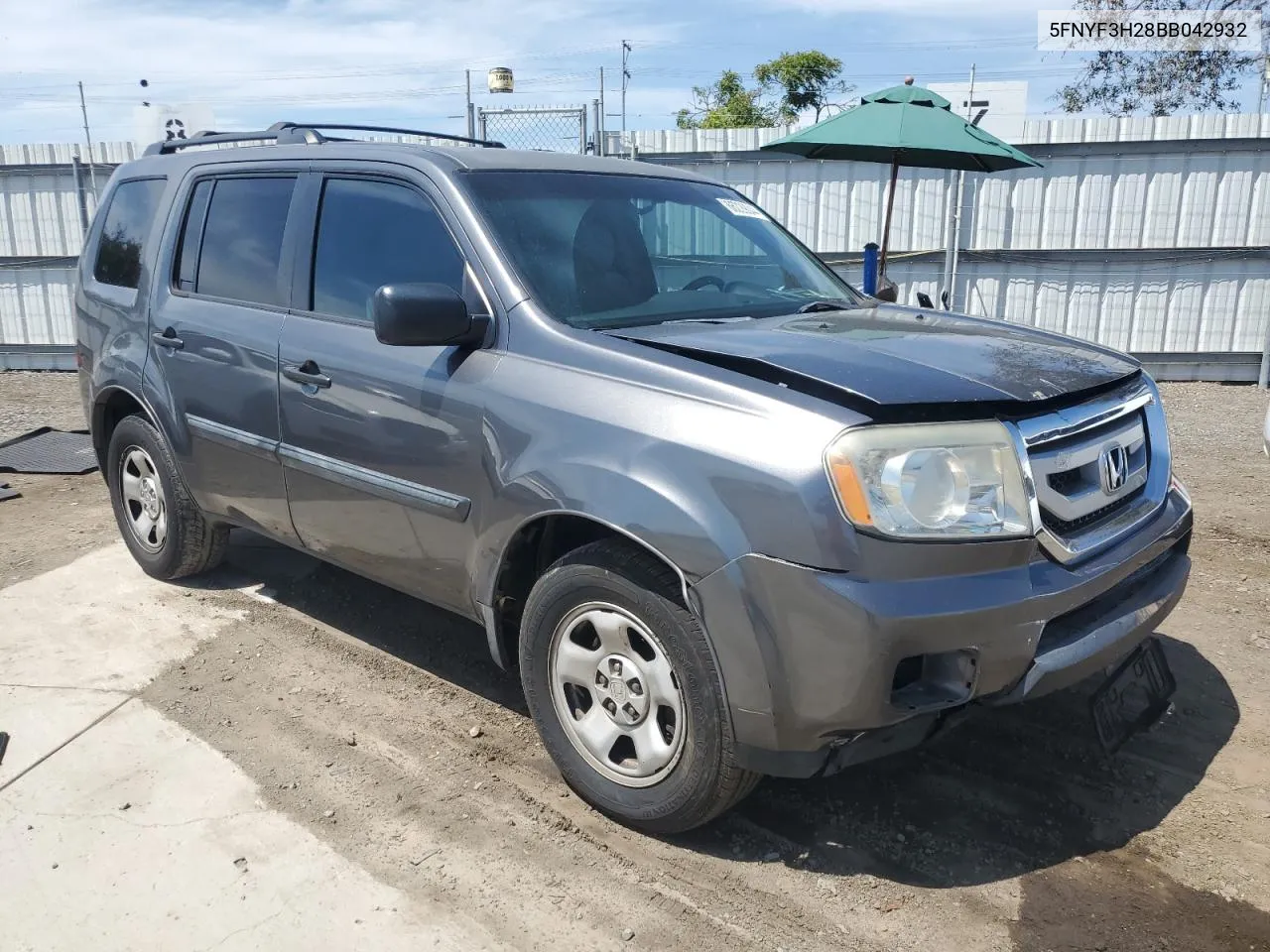 2011 Honda Pilot Lx VIN: 5FNYF3H28BB042932 Lot: 66229044