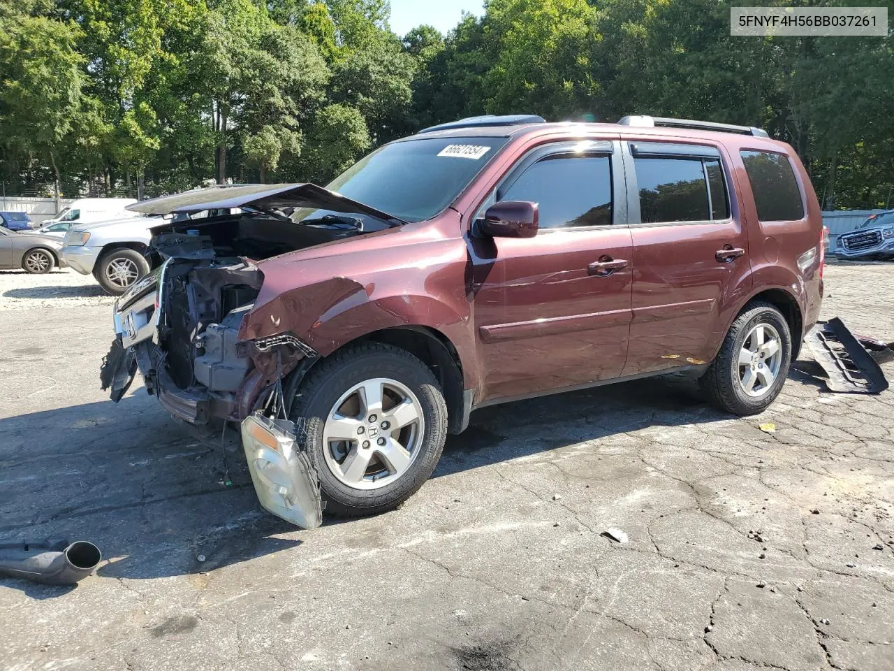 2011 Honda Pilot Exl VIN: 5FNYF4H56BB037261 Lot: 66621554