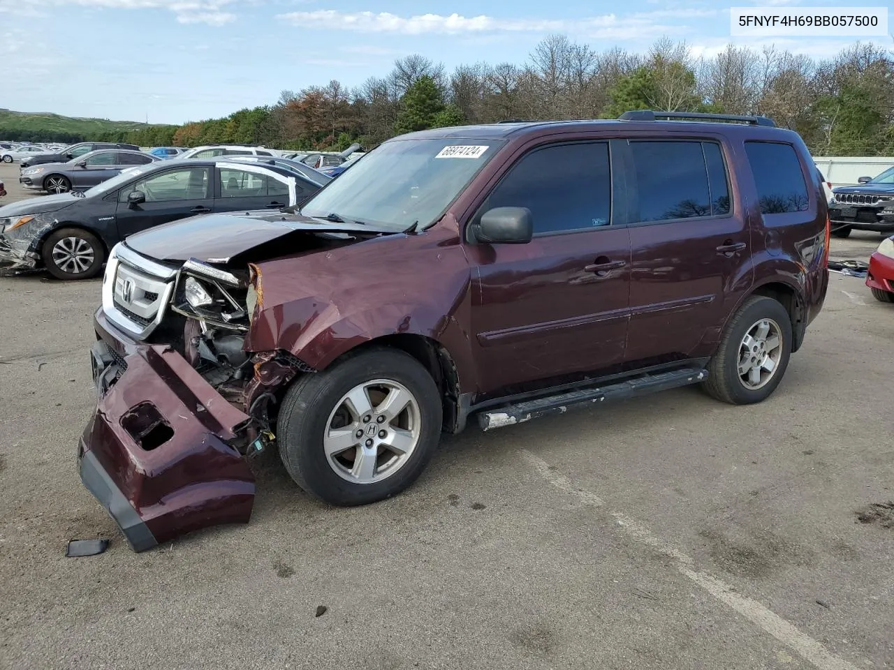 2011 Honda Pilot Exl VIN: 5FNYF4H69BB057500 Lot: 66974124