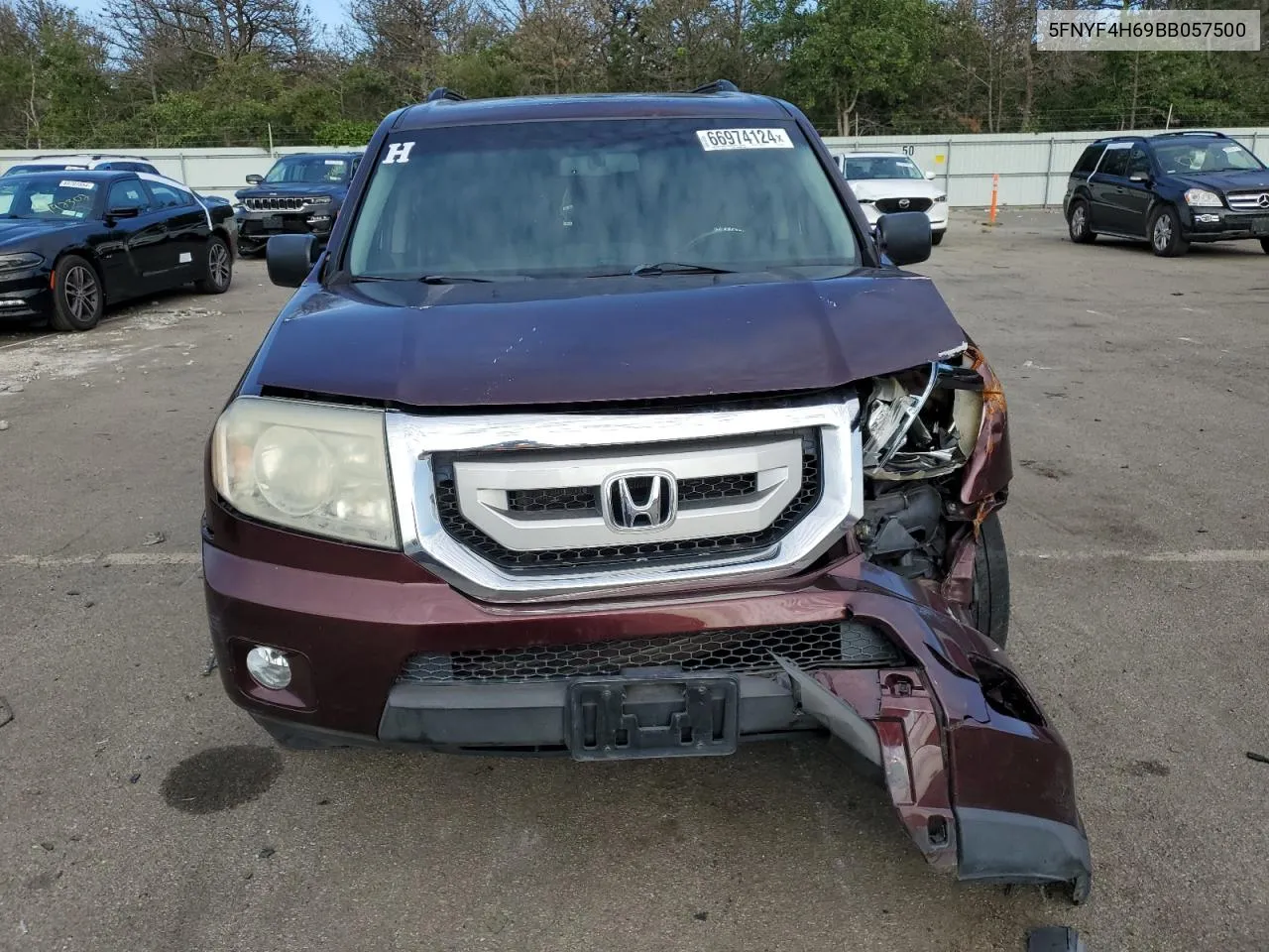 2011 Honda Pilot Exl VIN: 5FNYF4H69BB057500 Lot: 66974124