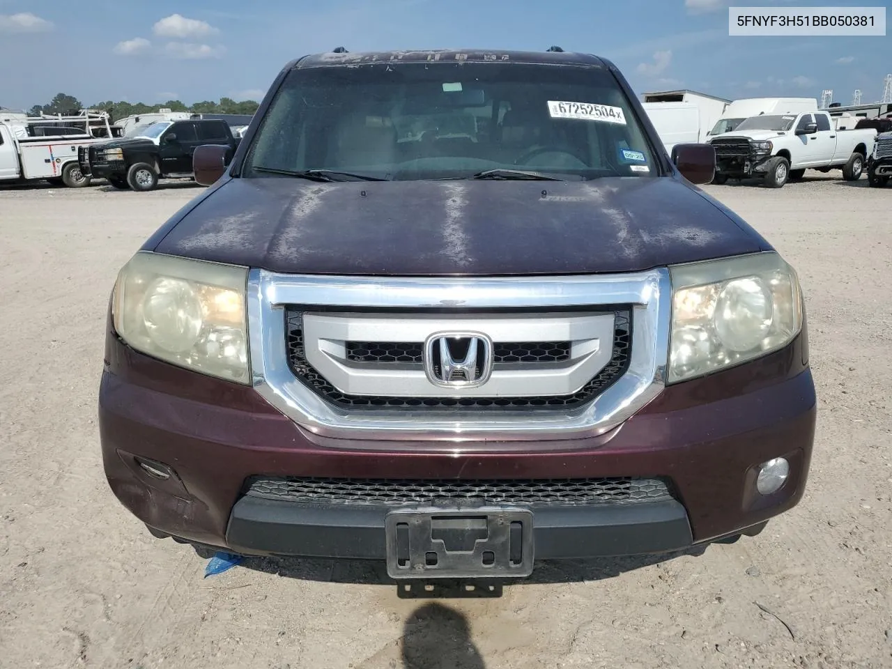 2011 Honda Pilot Exl VIN: 5FNYF3H51BB050381 Lot: 67252504