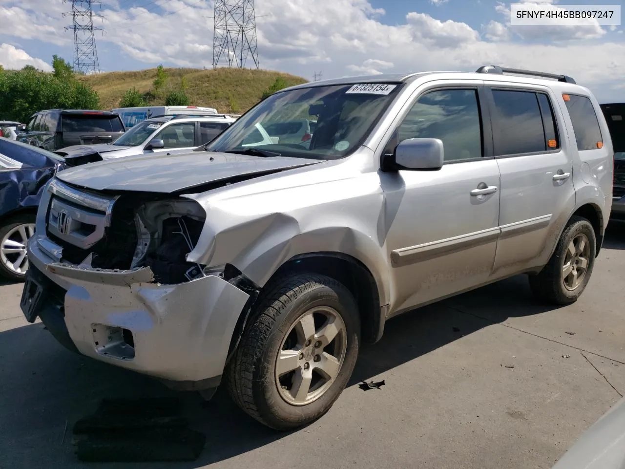 2011 Honda Pilot Ex VIN: 5FNYF4H45BB097247 Lot: 67325154