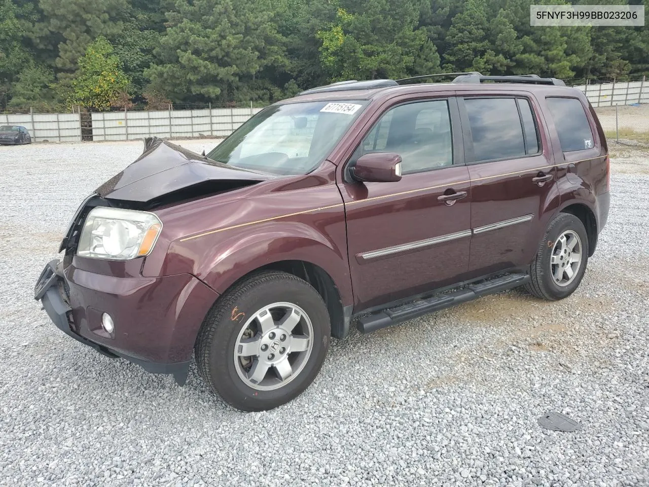 2011 Honda Pilot Touring VIN: 5FNYF3H99BB023206 Lot: 67715154